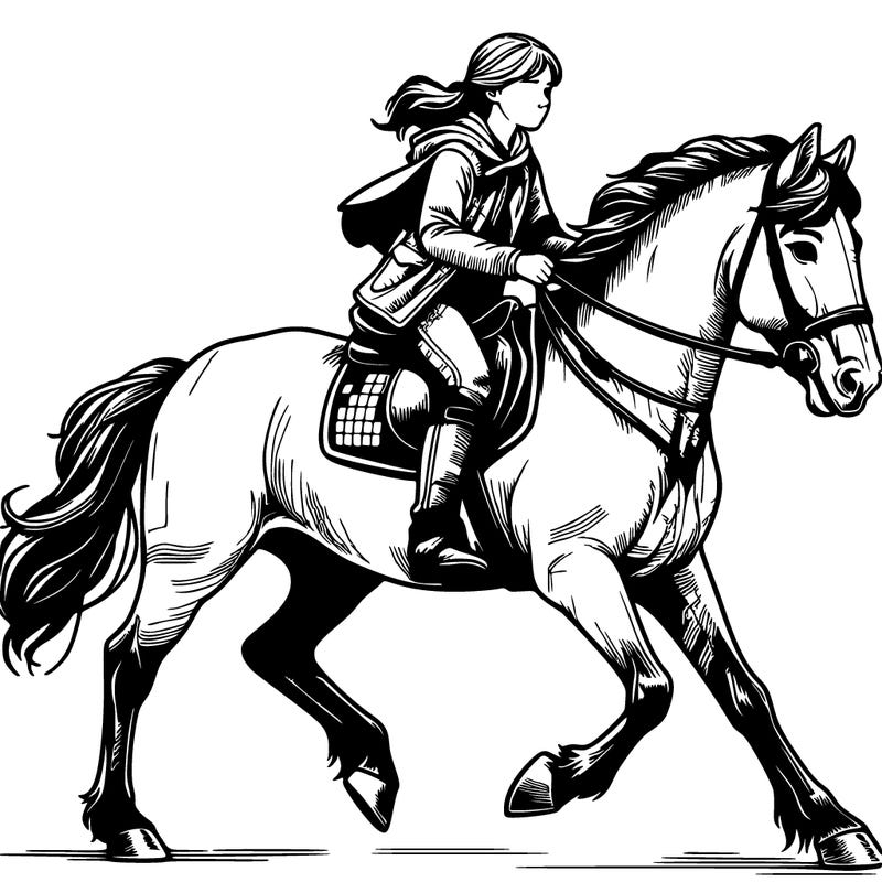 realistic girl riding horse