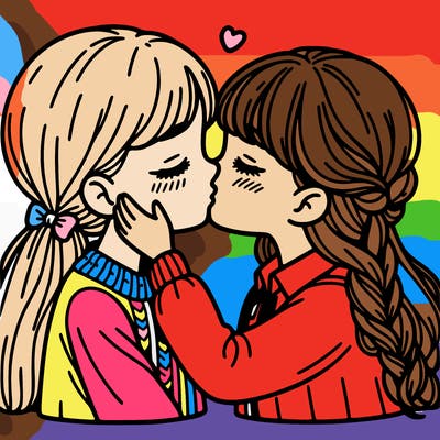 a girl kissing a girl