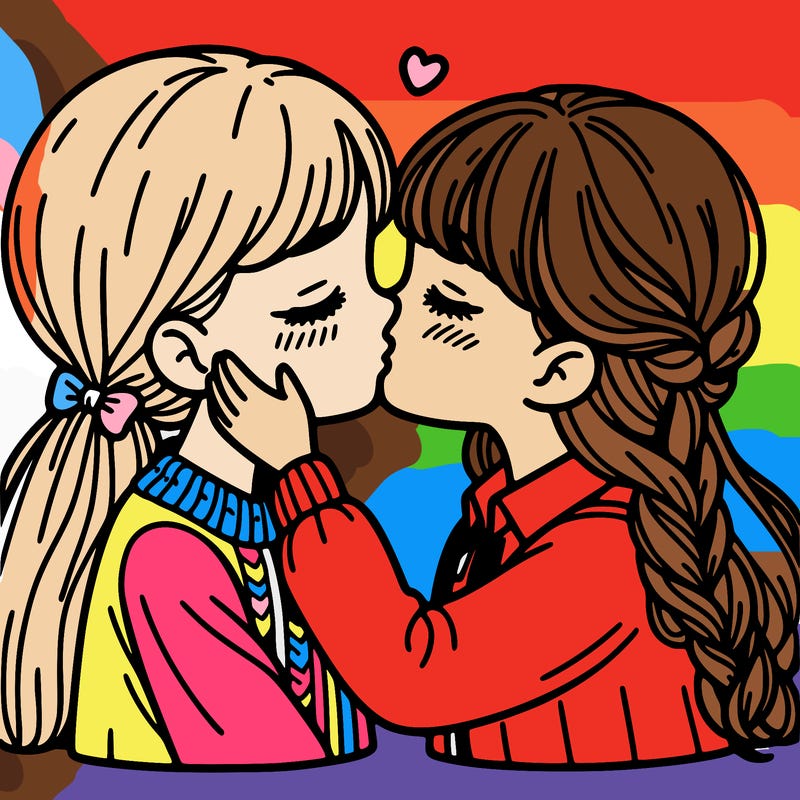 a girl kissing a girl
