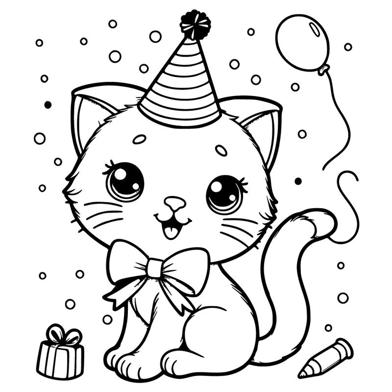 cute realistic cat wearing a party hat