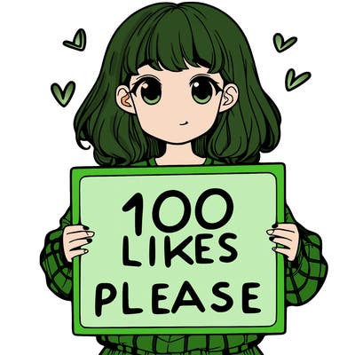 a girl holding a sign saying 100 likes please