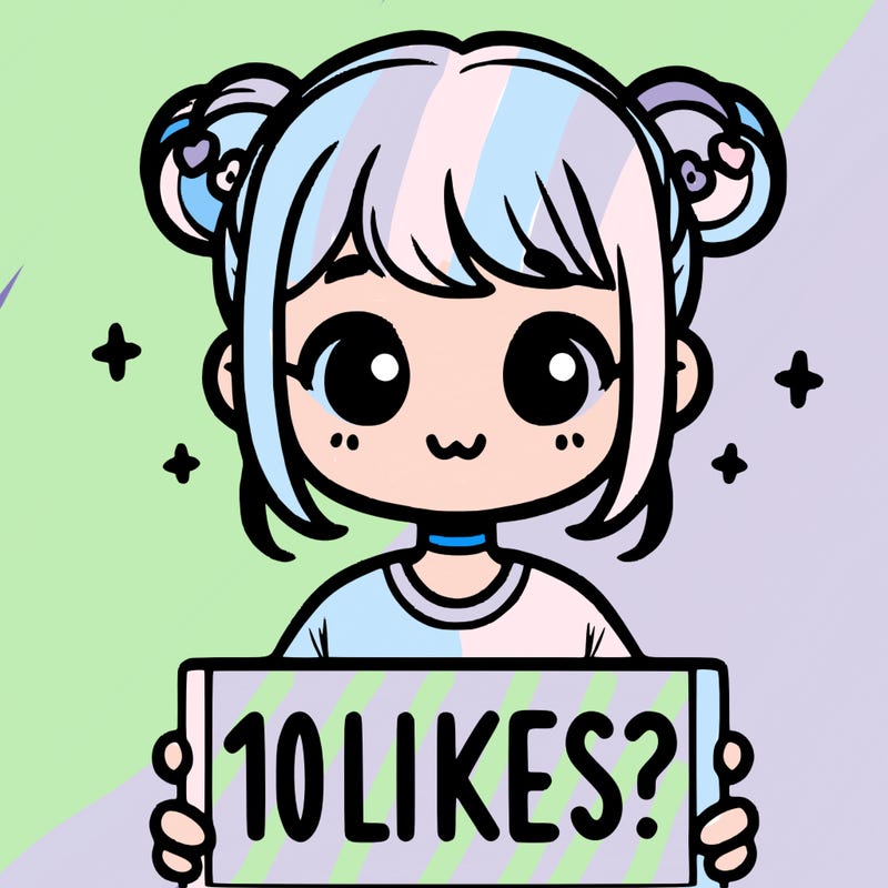 cute girl that is holding a sign that says 10 likes?