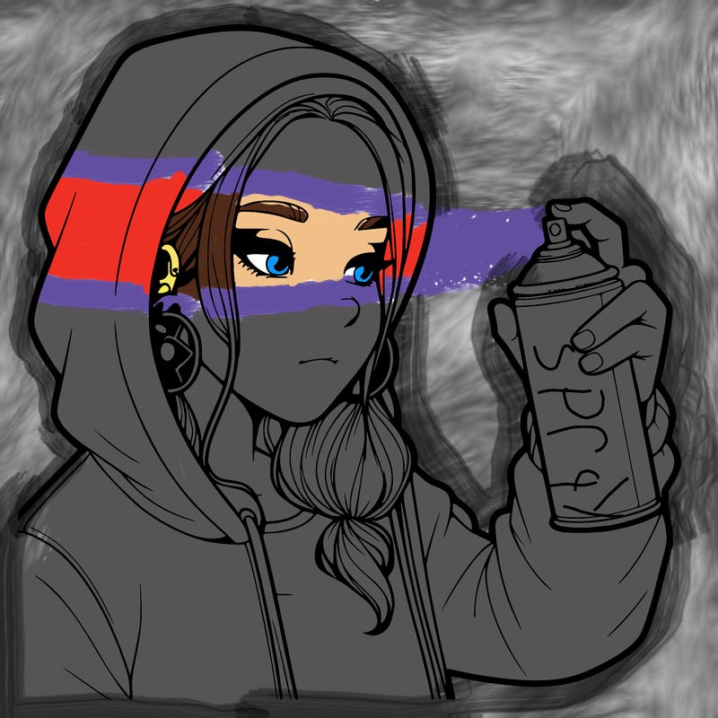 a realistic girl, spray painting