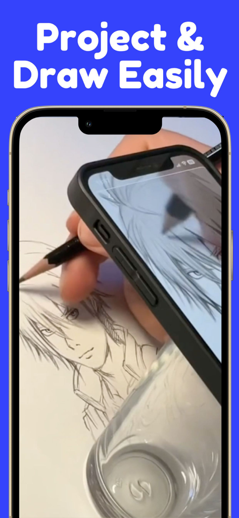 How to Draw - AR Drawing - A smartphone screen projecting an anime character onto paper for easy tracing and drawing