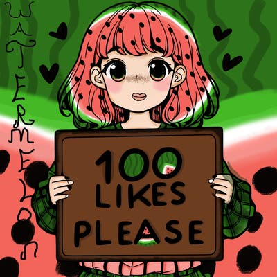 a girl holding a sign saying 100 likes please