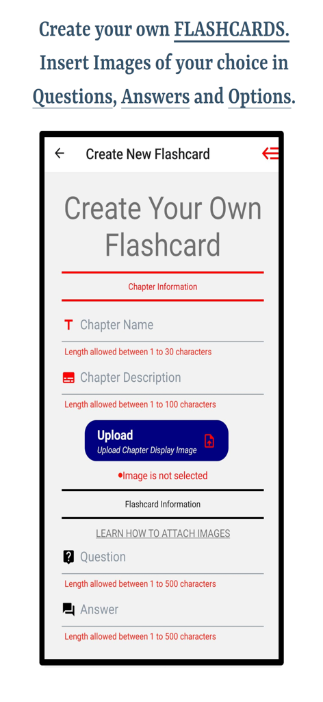 Learn Gujarati Lang - Interface for creating custom flashcards with images and text in the Learn Gujarati app