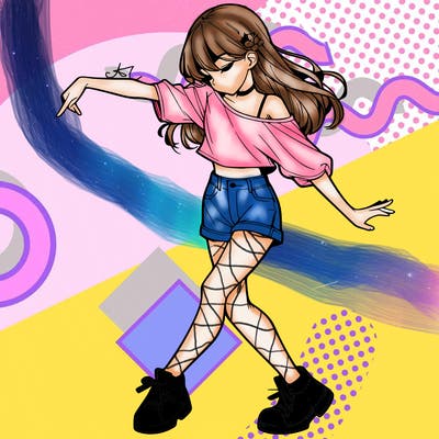 realistic girl danceing