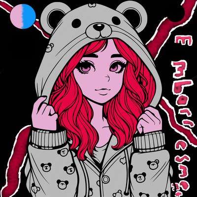 realistic girl in a animal pjs hoodie