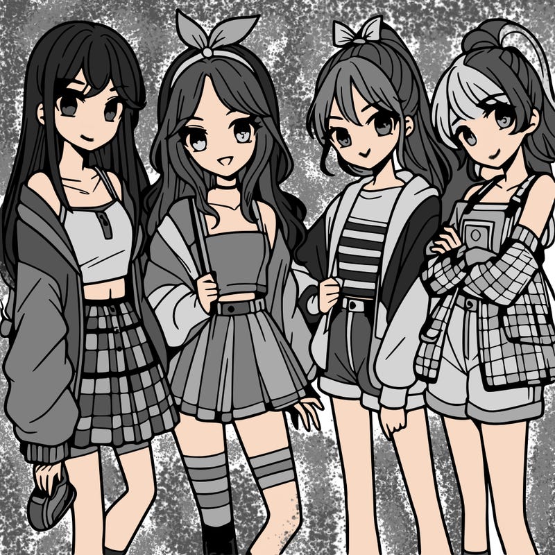 teen manga girls group of 4