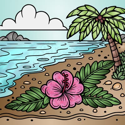 hawaiian flower on a beach