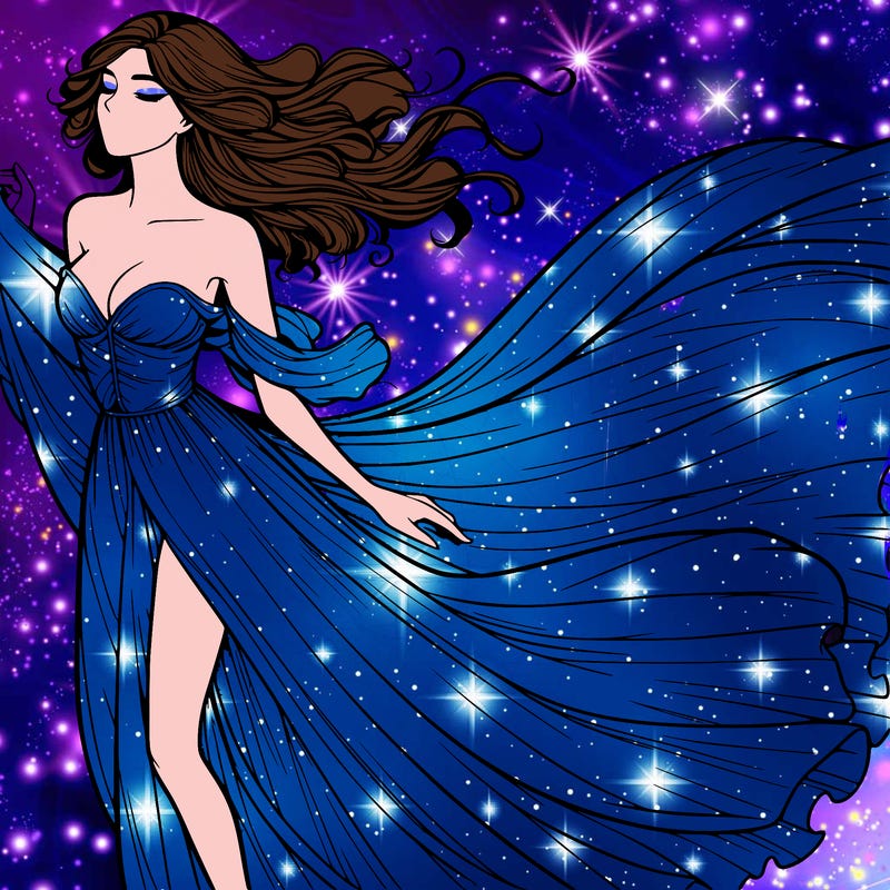 realistic woman in dress flowing the the wind