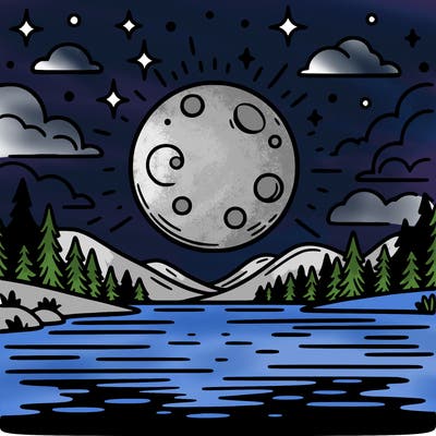 moonlight shining on a lake