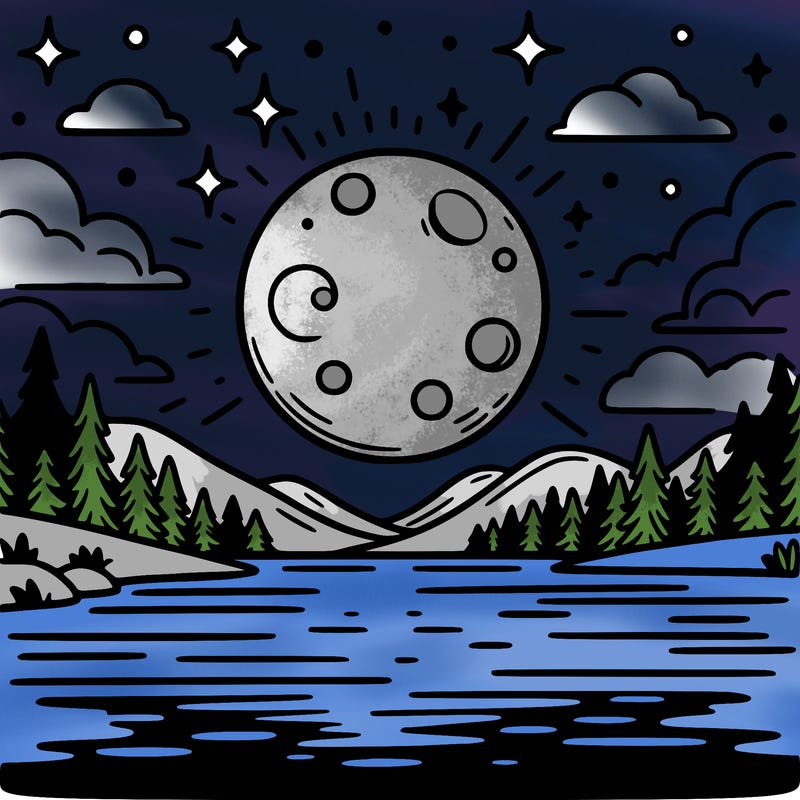 moonlight shining on a lake