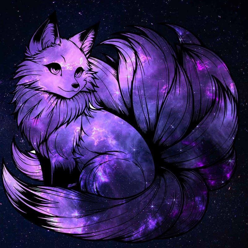 realistic detailed 9 tailed anime fox