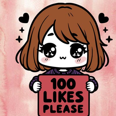 cute girl holding a sign saying 100 likes please