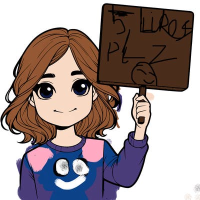 realistic girl holding up a sign