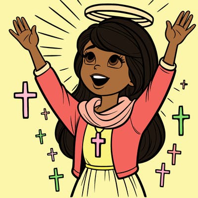 christian female praising god