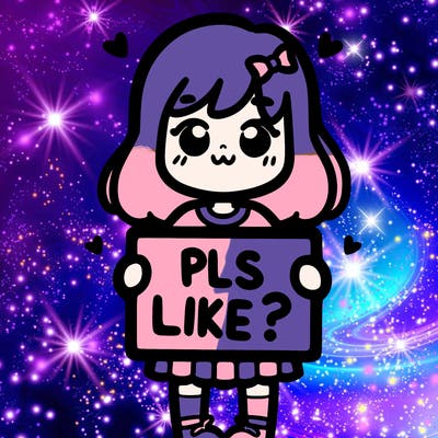 girl holding sign saying pls like?