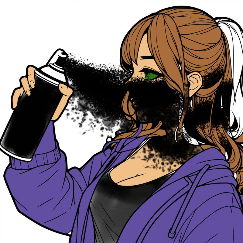 a realistic girl spray, painting