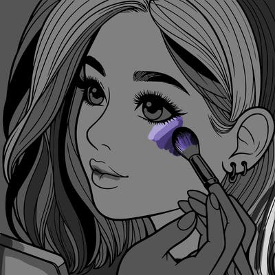 a realistic girl doing her makeup