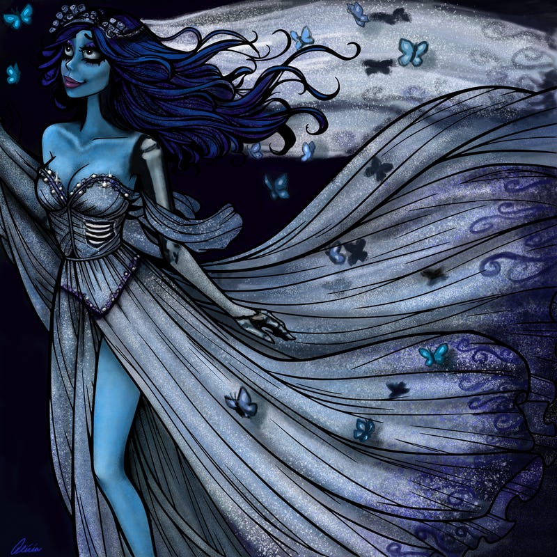 realistic woman in dress flowing the the wind