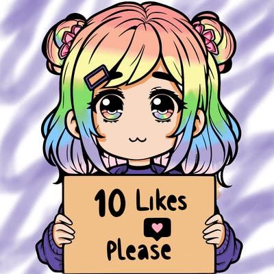 a girl with a sign saying 10 likes please