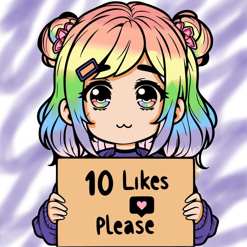 a girl with a sign saying 10 likes please
