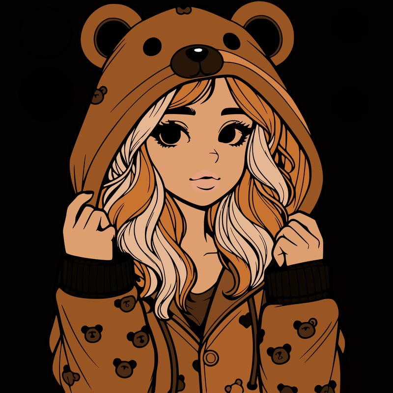 realistic girl in a animal pjs hoodie