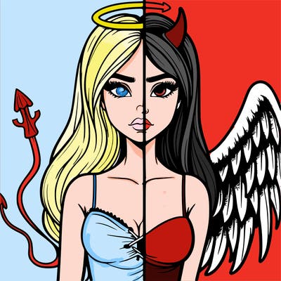 devil vs angel realistic girl