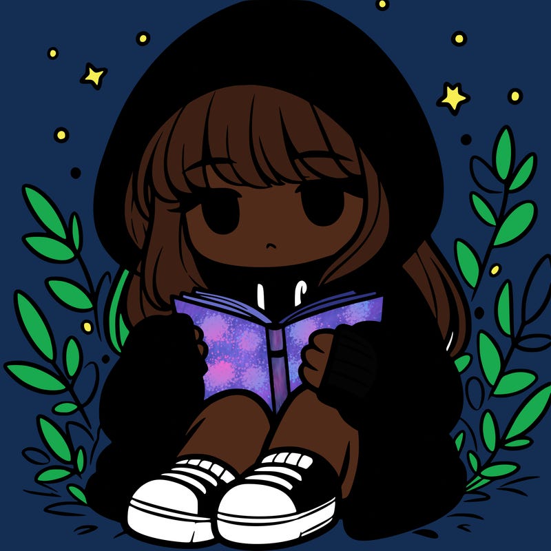 girl in oversized hoodie reading a book