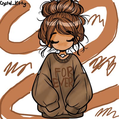 girl with baggy sweatshirt and messy bun