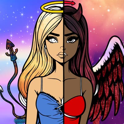 devil vs angel realistic girl
