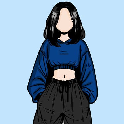 realistic girl faceless with baggy pants and a crop top