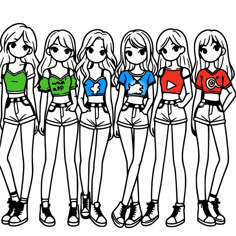 a group of girls wearing crop tops and shorts