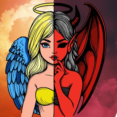 realistic angel half demon