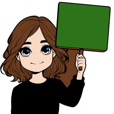 realistic girl holding up a sign