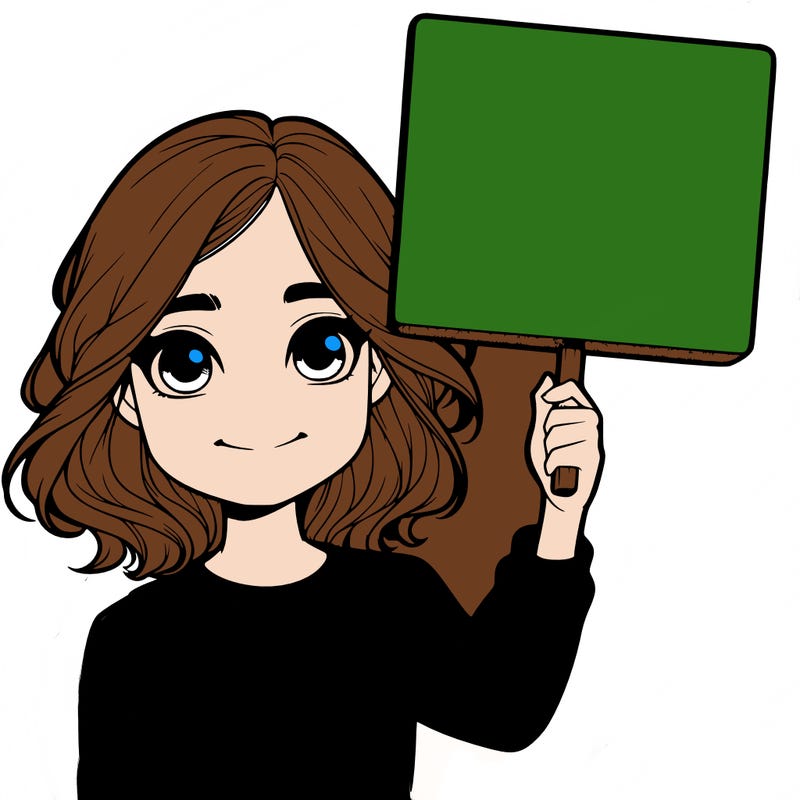 realistic girl holding up a sign