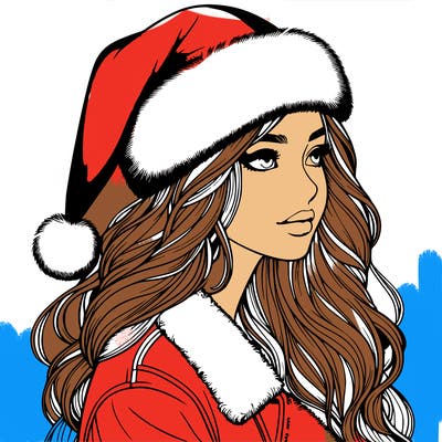 realistic girl in santa hat