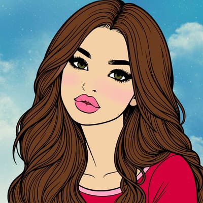 realistic girl with hair on her hair and lips