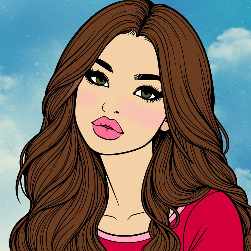 realistic girl with hair on her hair and lips