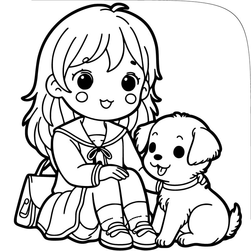 girl with a puppy