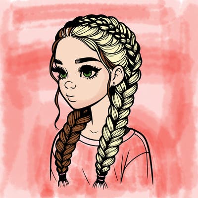 realistic girl with braids
