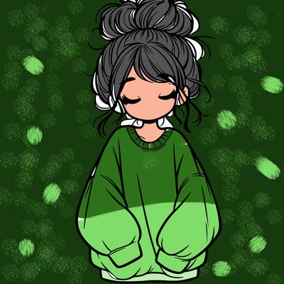 girl with baggy sweatshirt and messy bun