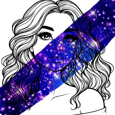 realistic girl with wavy hair and lips