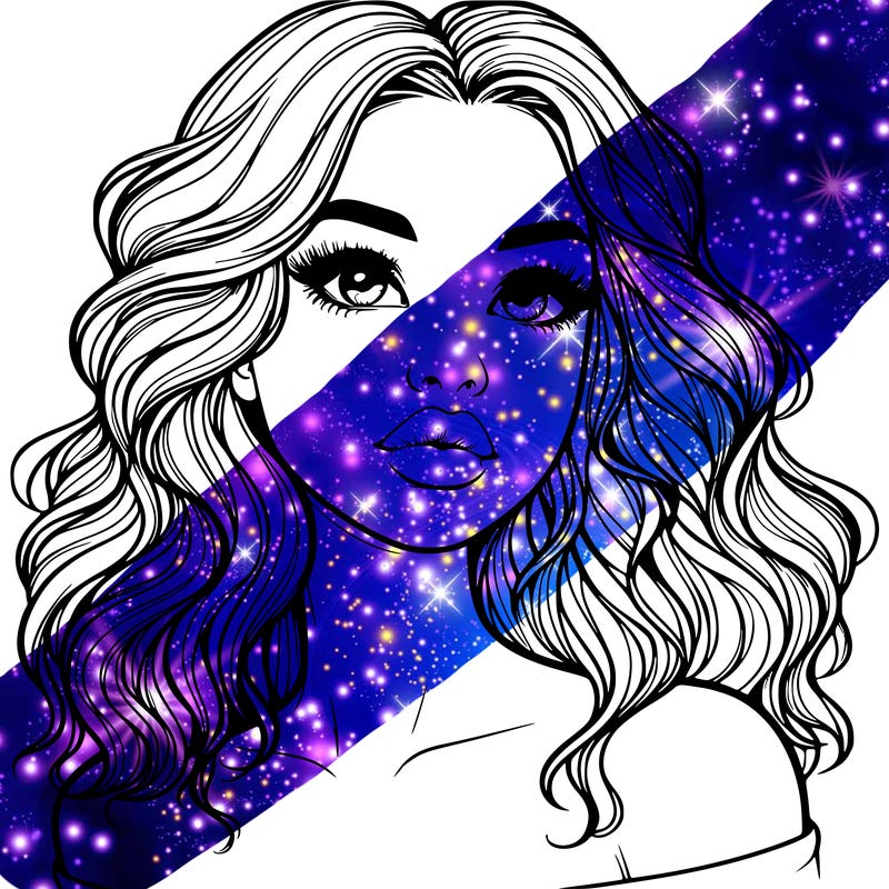 realistic girl with wavy hair and lips