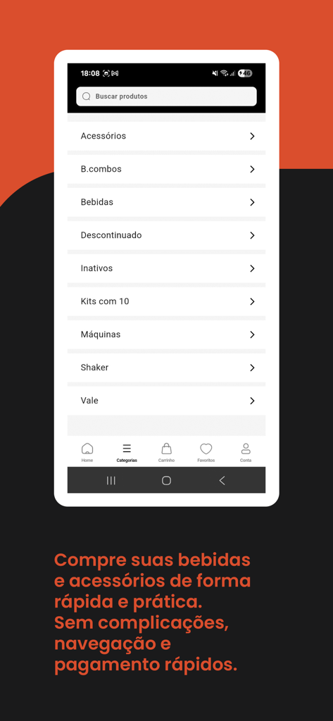 B.blend mobile app interface displaying product shopping categories for beverages, machines, and accessories.