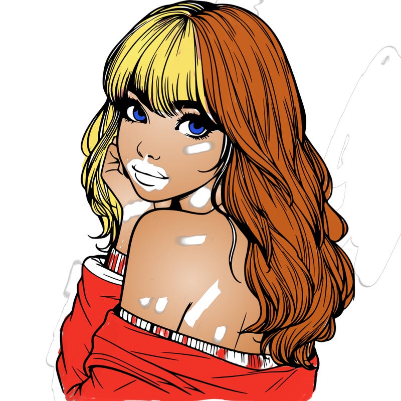 realistic girl with bangs looking over her shoulder