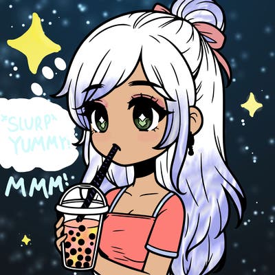 realistic girl drinking boba tea
