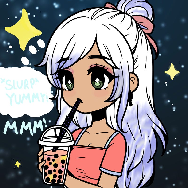 realistic girl drinking boba tea