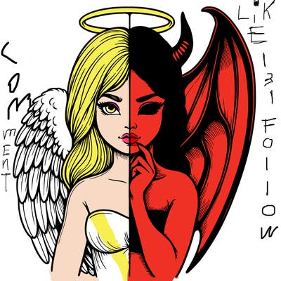 realistic angel half demon